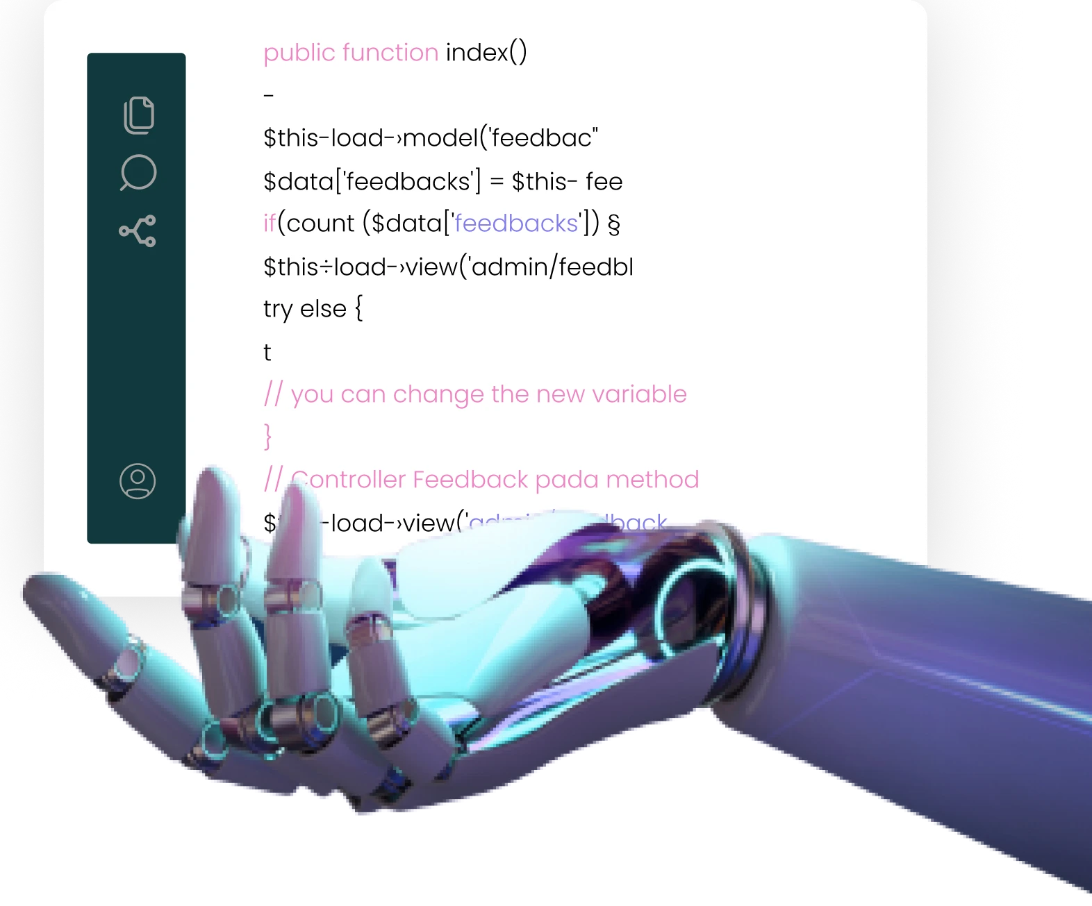 Code Editor with Robot Hand